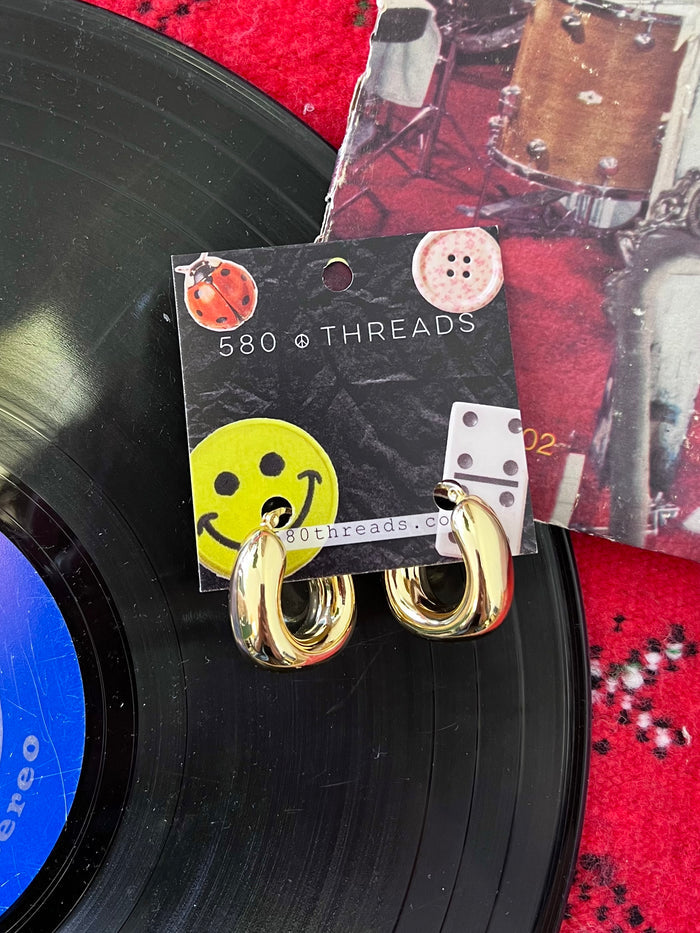 18K Gold Plated Waterproof Chunky Hoop Earrings