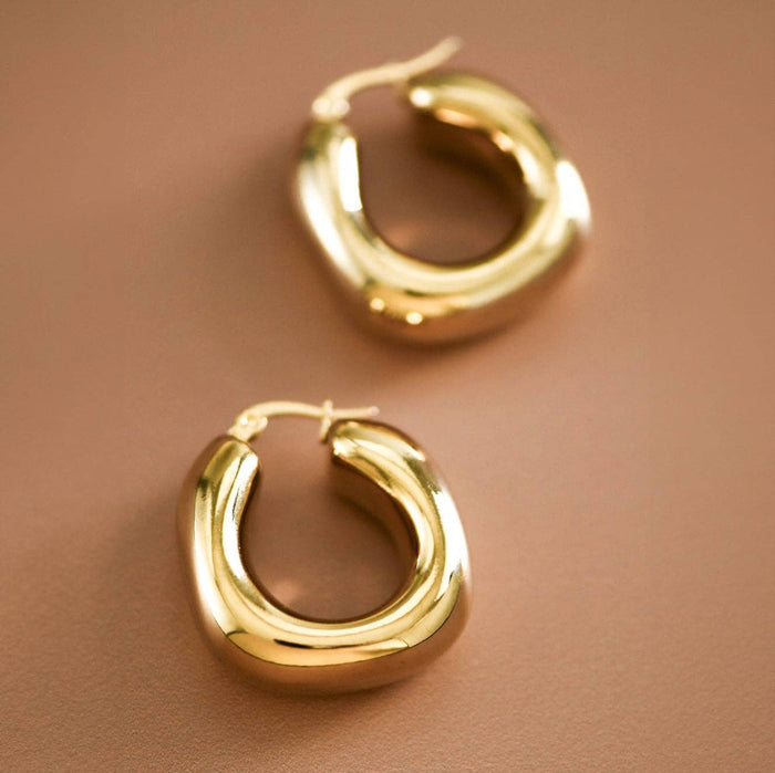 18K Gold Plated Waterproof Chunky Hoop Earrings