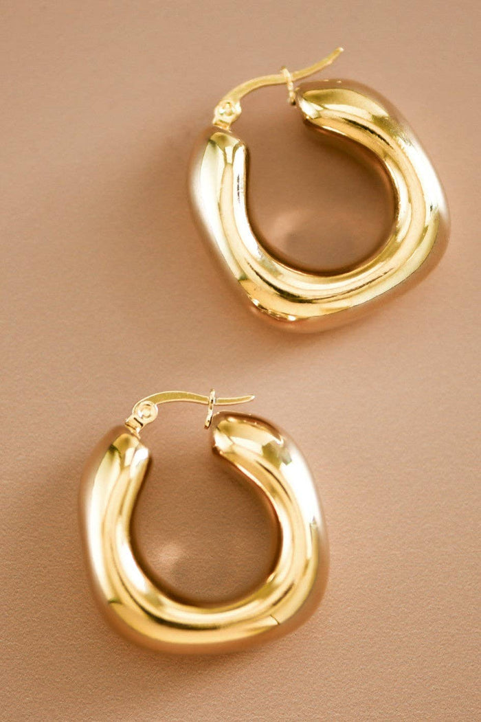 18K Gold Plated Waterproof Chunky Hoop Earrings