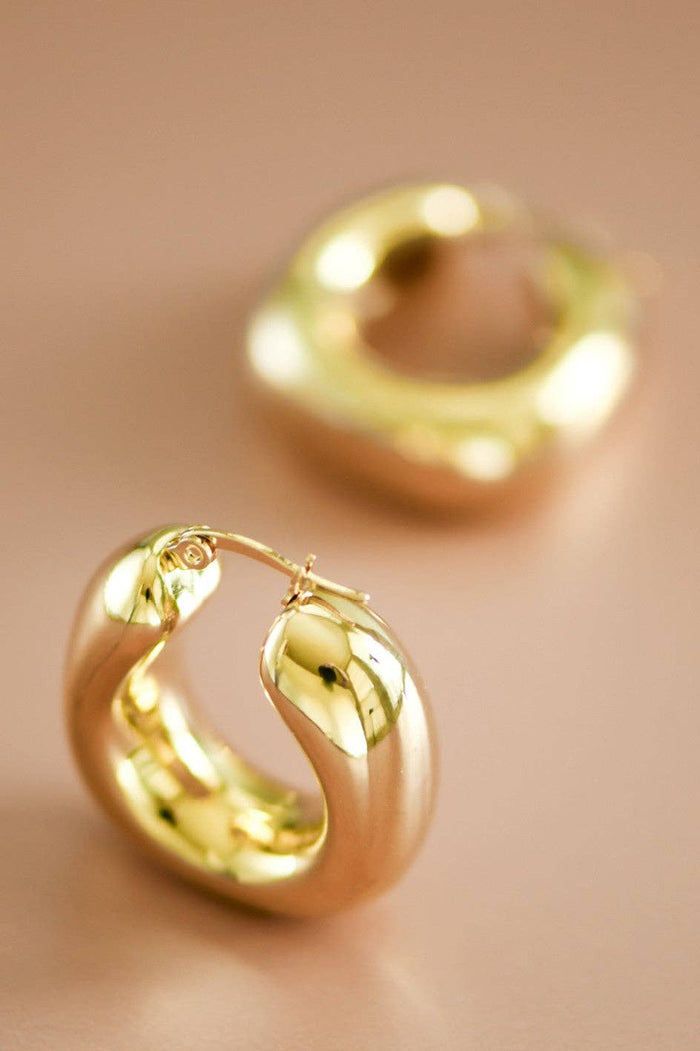 18K Gold Plated Waterproof Chunky Hoop Earrings