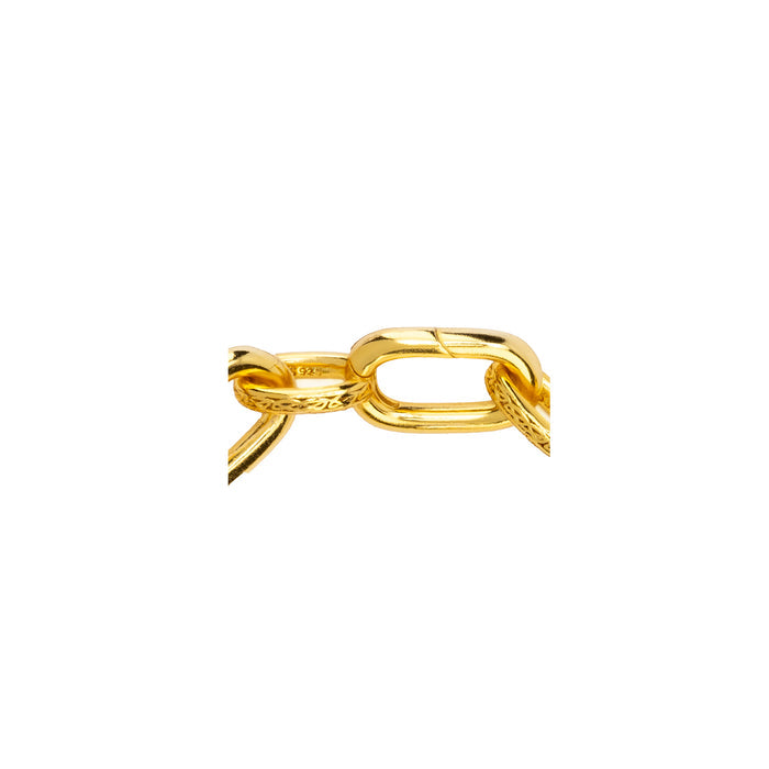 18k Vermeil over Silver Hinged Paperclip Link Charm Bracelet - Single Link