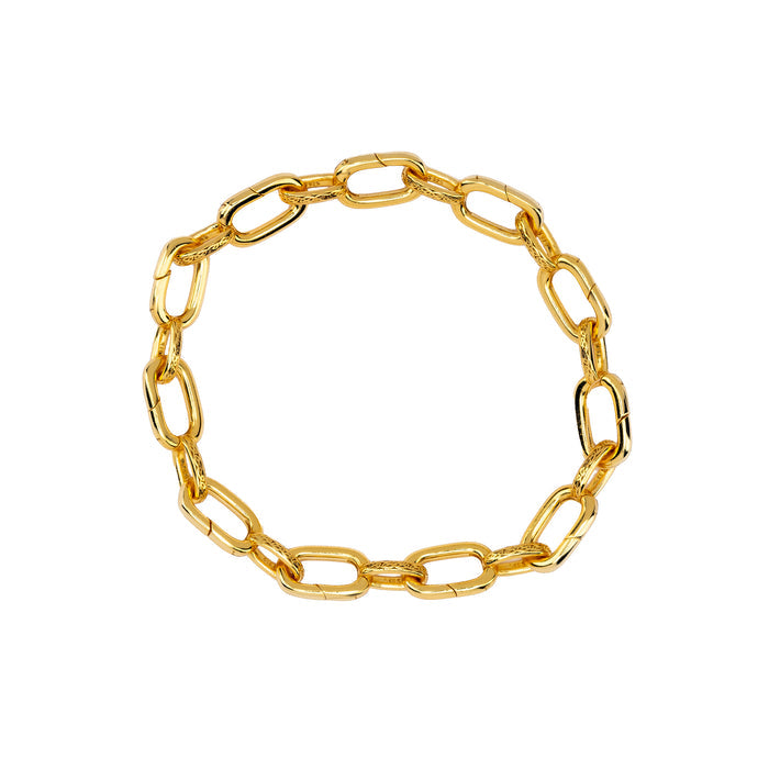 18k Vermeil over Silver Hinged Paperclip Link Charm Bracelet - Single Link