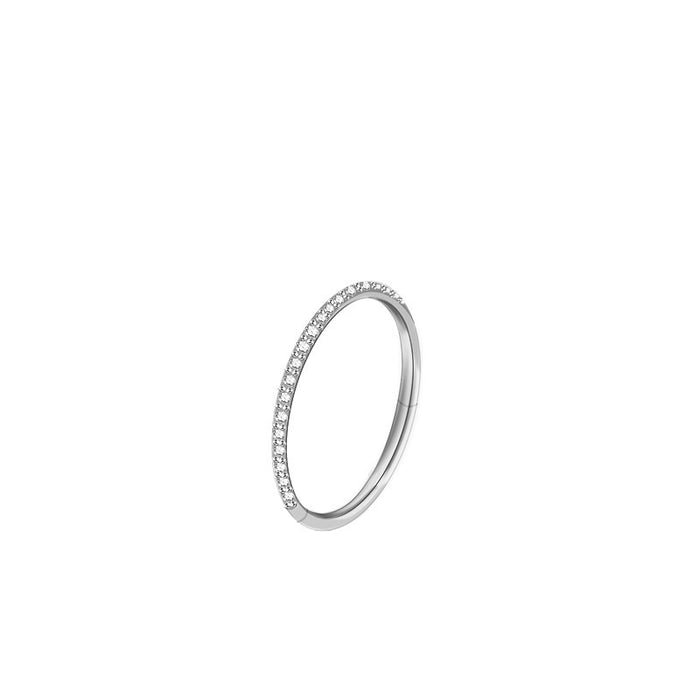 20g Silver Outer CZ Surgical Steel Hinged Ring
