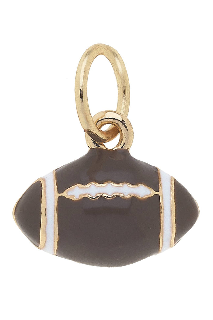 Brown 3-D football charm pendant with gold accents.