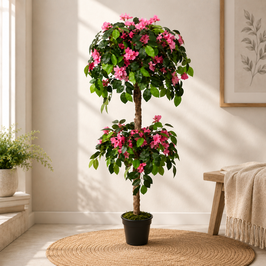 5.5' ft Tree Artificial Rhododendron Tree Artificial Leaves Indoors Outdoors Rhododendron Tree Plant Home Decor Backyard Terrace Plant 65" INCH Large