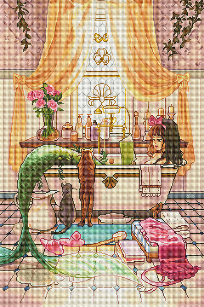 A Mermaids Bath | Pixel Charted | Ready To Ship