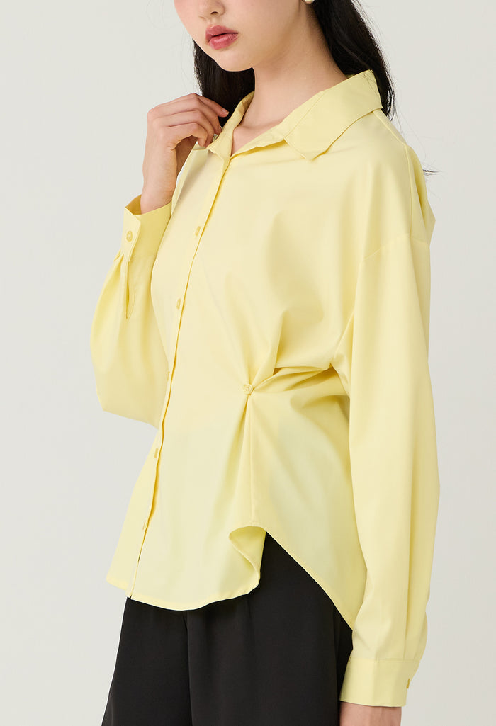 Adjustable Waist Button-Down Shirt