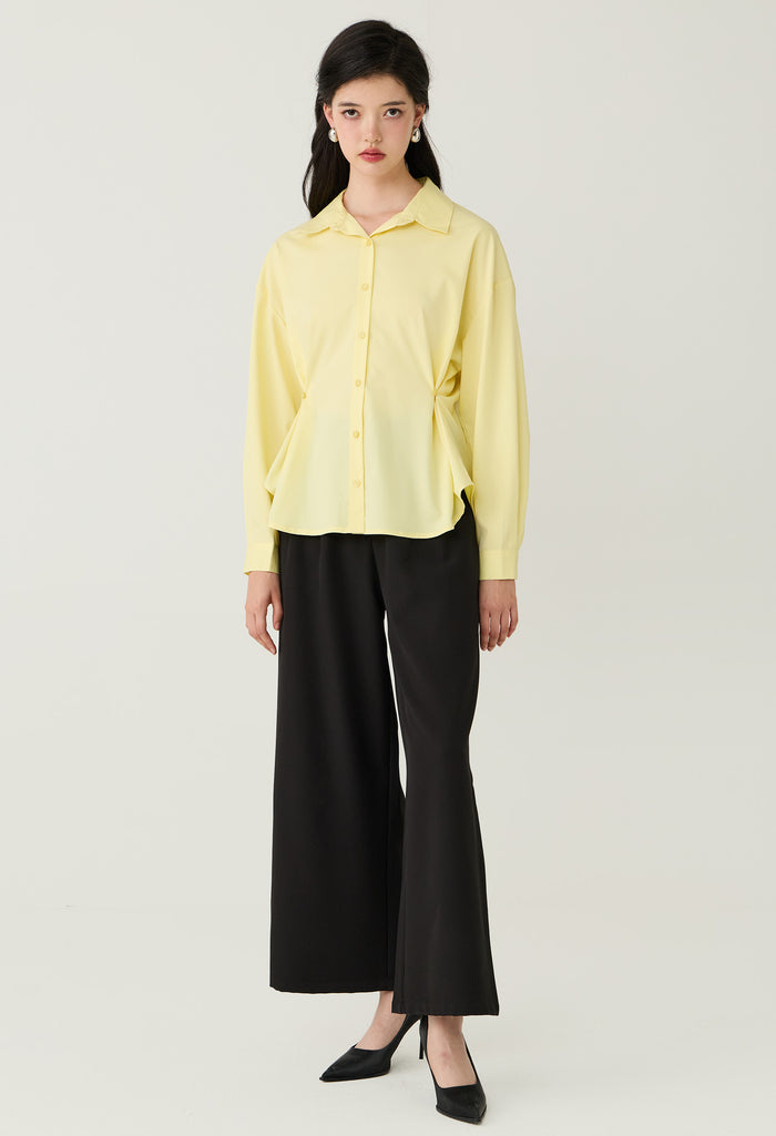 Adjustable Waist Button-Down Shirt