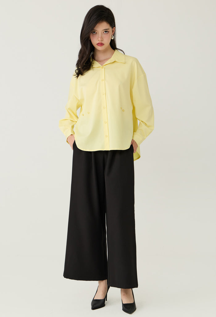 Adjustable Waist Button-Down Shirt