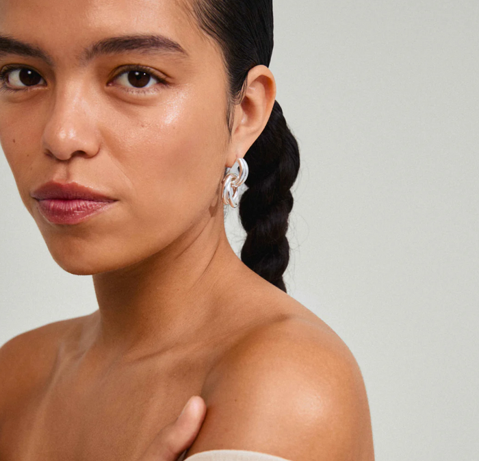 Agni Knot Hoop Earrings - Silver