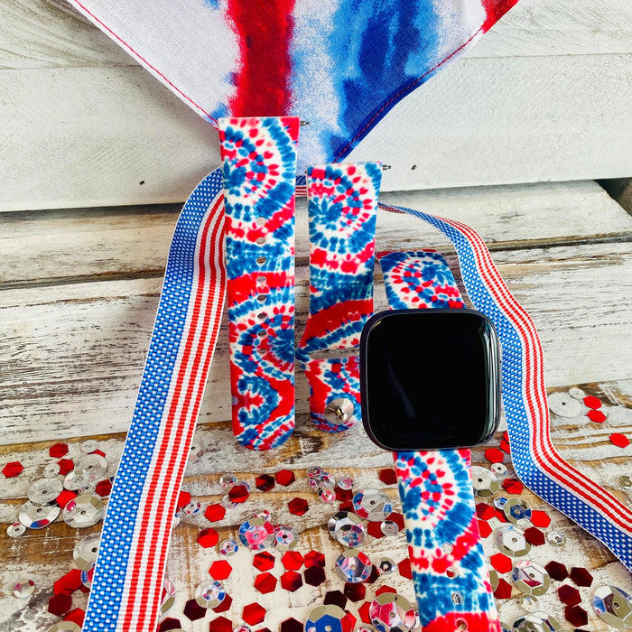 American Tie Dye Print Silicone Band For Fitbit Versa 1/2 - Fancy Bands