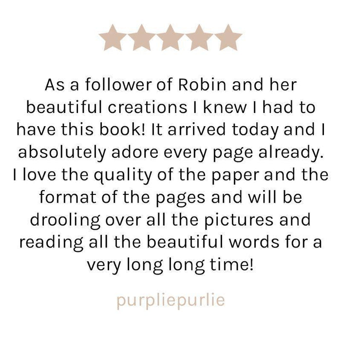 Magnolia Pearl artisan clothing book review graphic with five stars and customer praise for whimsical, vintage-style designs.