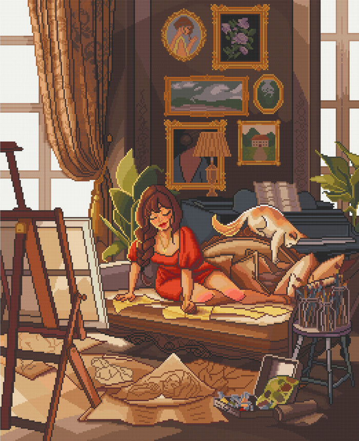 Artist In Her Habitat | Pixel Charted | Ready To Ship