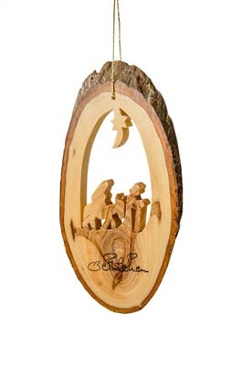 Bark Slice with Flight to Egypt Ornament – 4-6"