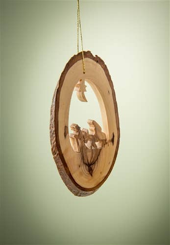 Bark Slice with Flight to Egypt Ornament – 4-6"