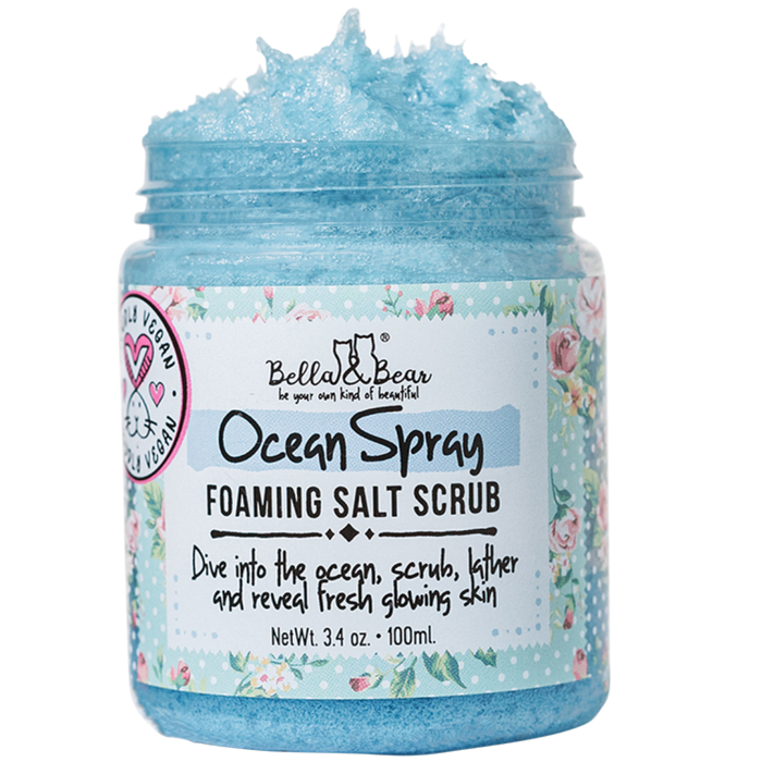 Bella & Bear Ocean Spray Foaming Salt Scrub – Mini Body Scrub | Beachy Fresh Exfoliator