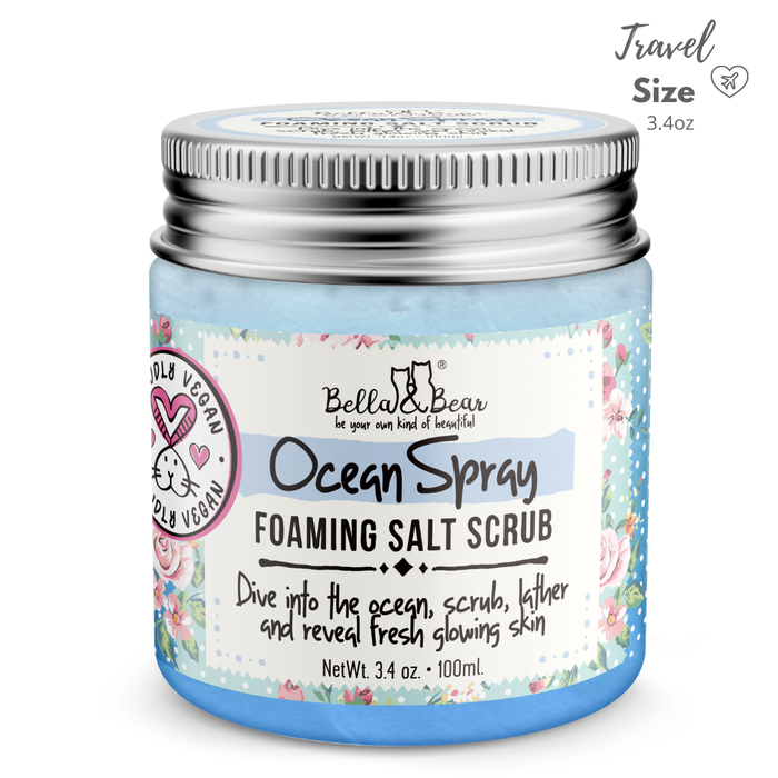 Bella & Bear Ocean Spray Foaming Salt Scrub – Mini Body Scrub | Beachy Fresh Exfoliator