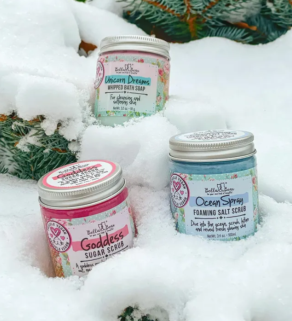 Bella & Bear Ocean Spray Foaming Salt Scrub – Mini Body Scrub | Beachy Fresh Exfoliator