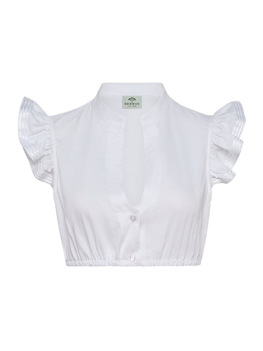 Berwin High-Neck Short Sleeve Dirndl Blouse, White