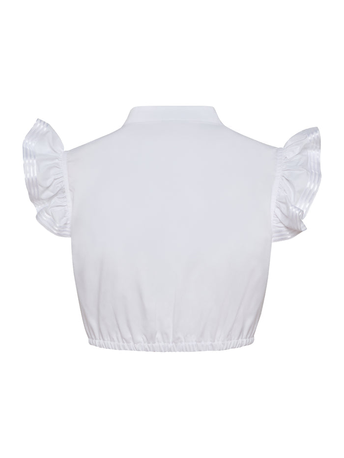Berwin High-Neck Short Sleeve Dirndl Blouse, White