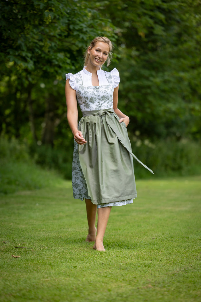Berwin High-Neck Short Sleeve Dirndl Blouse, White