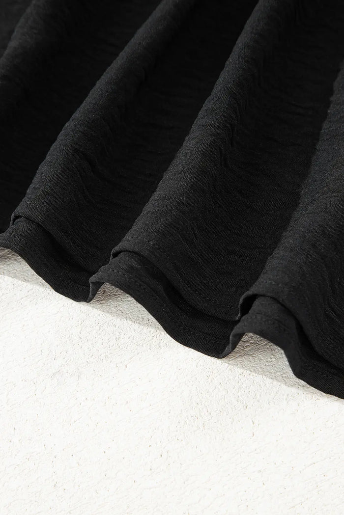 Black Bow Tie Neck 3/4 Sleeve Casual Blouse - Tops/Blouses & Shirts