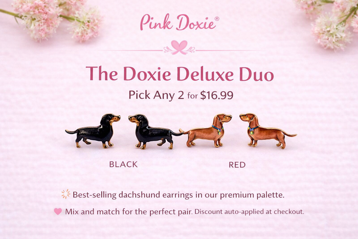 Black & Brown Dachshund Stud Earrings