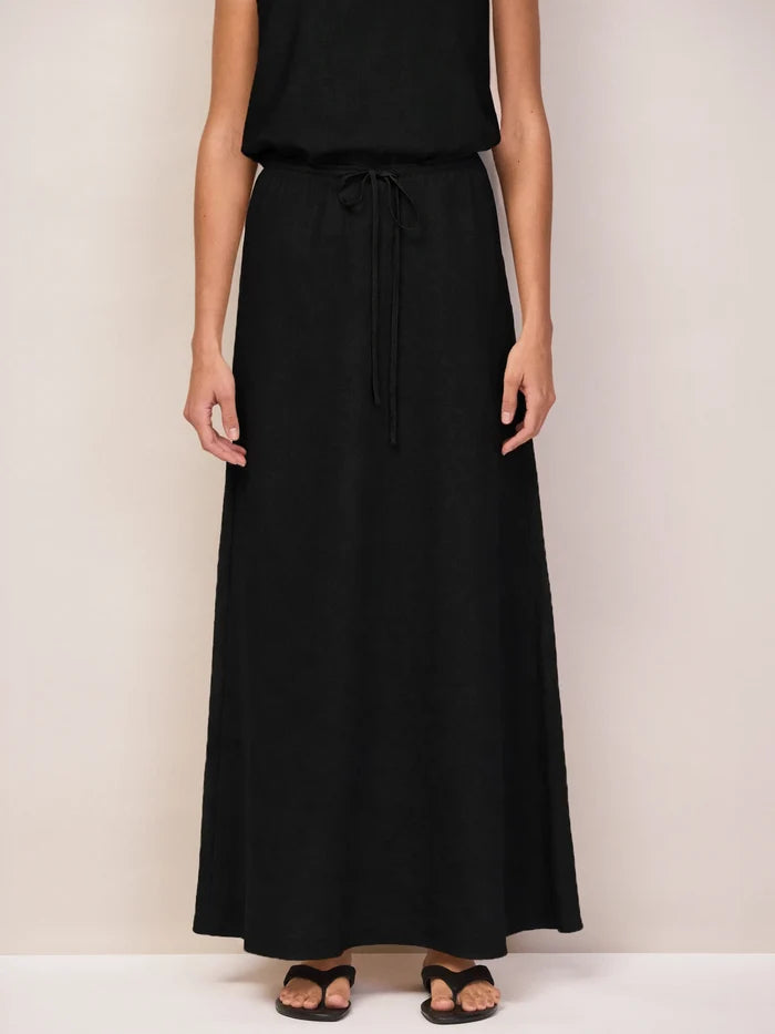 Black Bias Skirt With Linen Resort Co-Ord