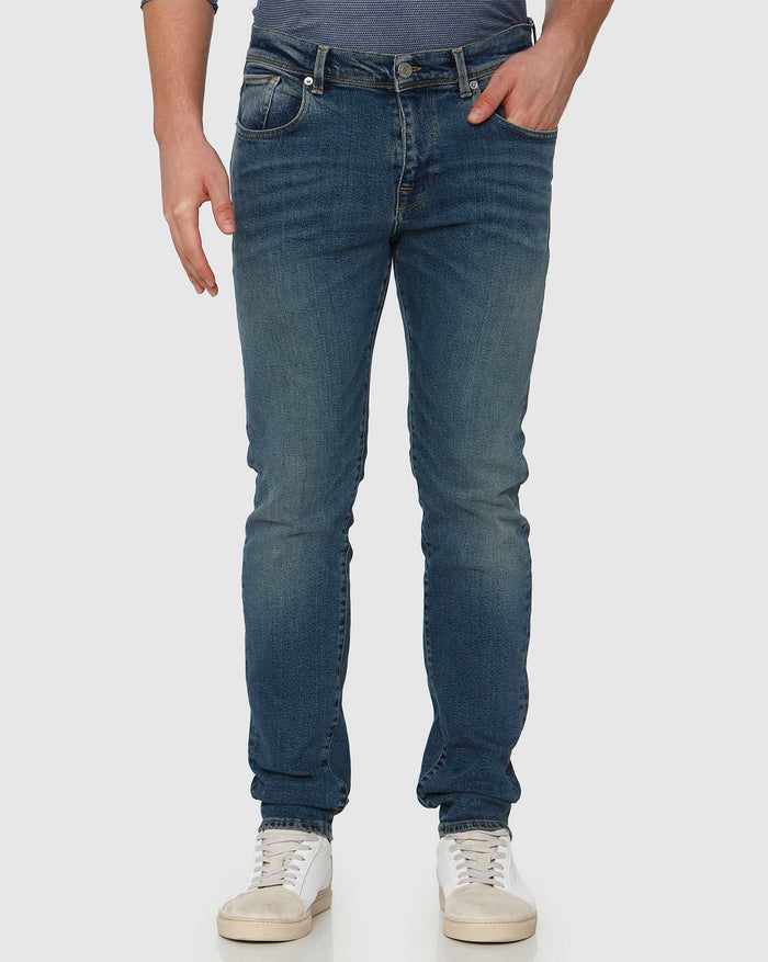 Blue Mid Rise Light Fade Leon Slim Fit Jeans