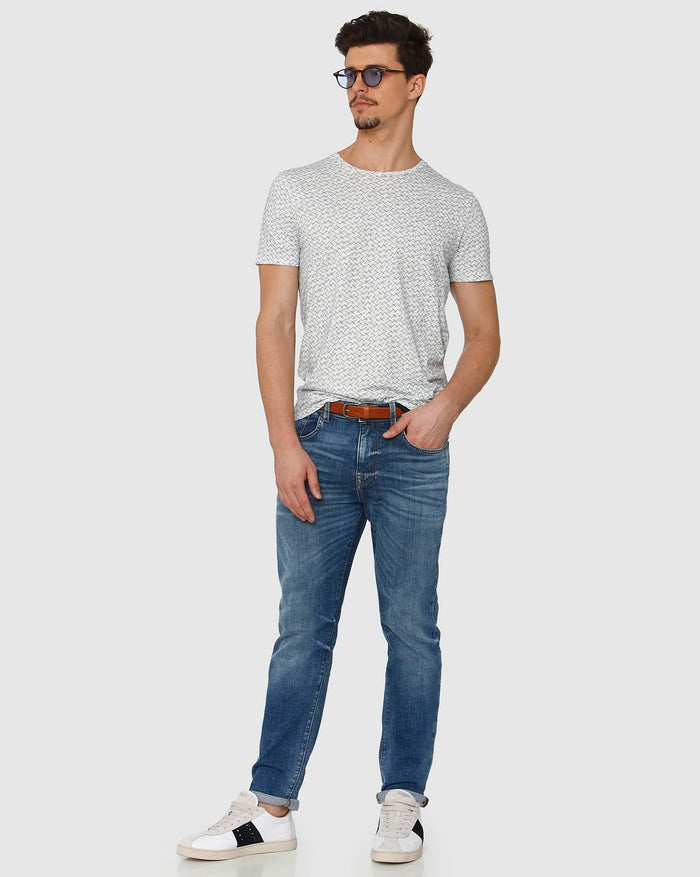 Blue Mid Rise Light Fade Leon Slim Fit Jeans