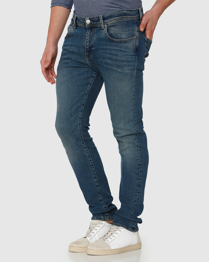 Blue Mid Rise Light Fade Leon Slim Fit Jeans
