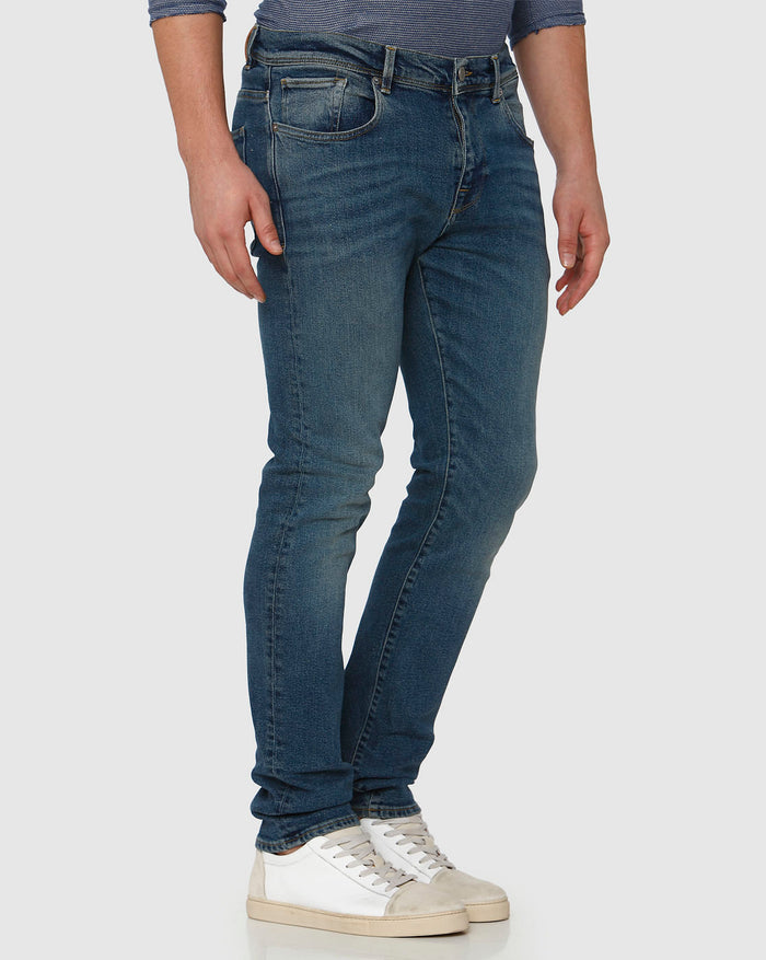 Blue Mid Rise Light Fade Leon Slim Fit Jeans