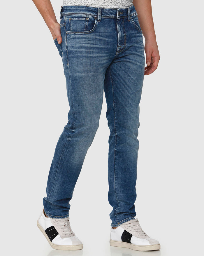 Blue Mid Rise Light Fade Leon Slim Fit Jeans