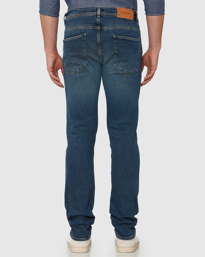 Blue Mid Rise Light Fade Leon Slim Fit Jeans