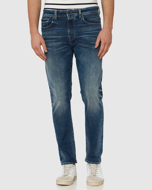 Blue Mid Rise Light Fade Toby Tapered Fit Jeans