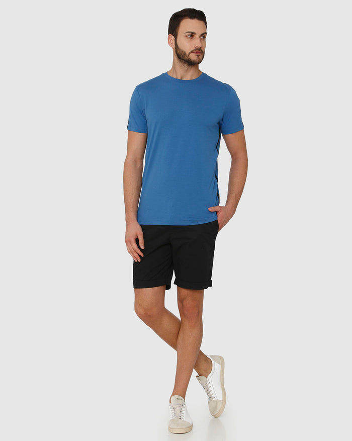 Blue Side Tape Detail Crew Neck T-Shirt