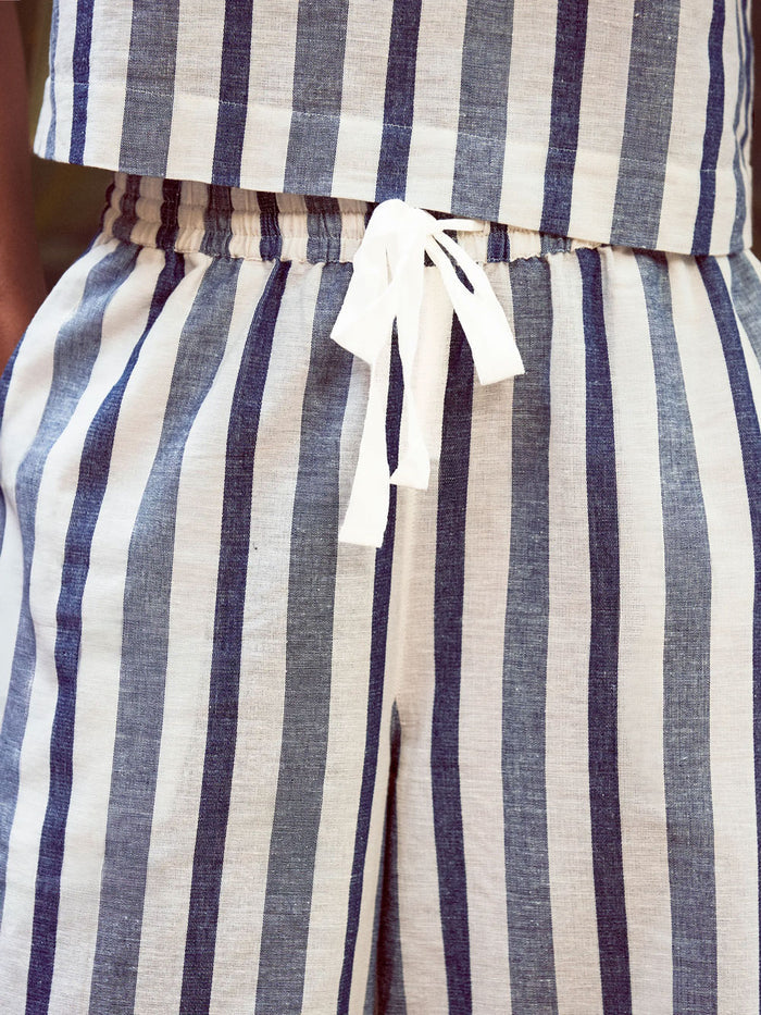 Blue Stripe Linen Blend Trousers