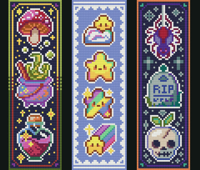 Bookmark Trio | Minis | Pixel Charted