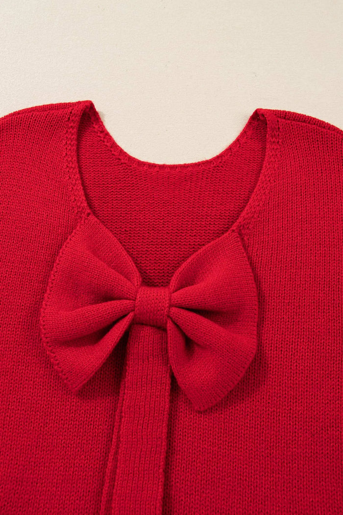 Bow Backless Bubble Sleeve Sweater - Sweaters & Cardigans/Sweaters