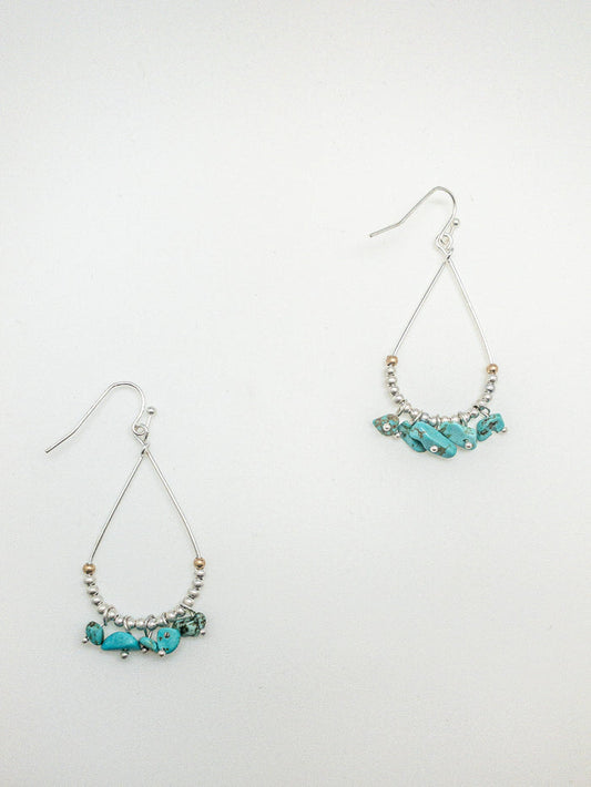 Brenda turquoise earrings, silver plated, genuine stones