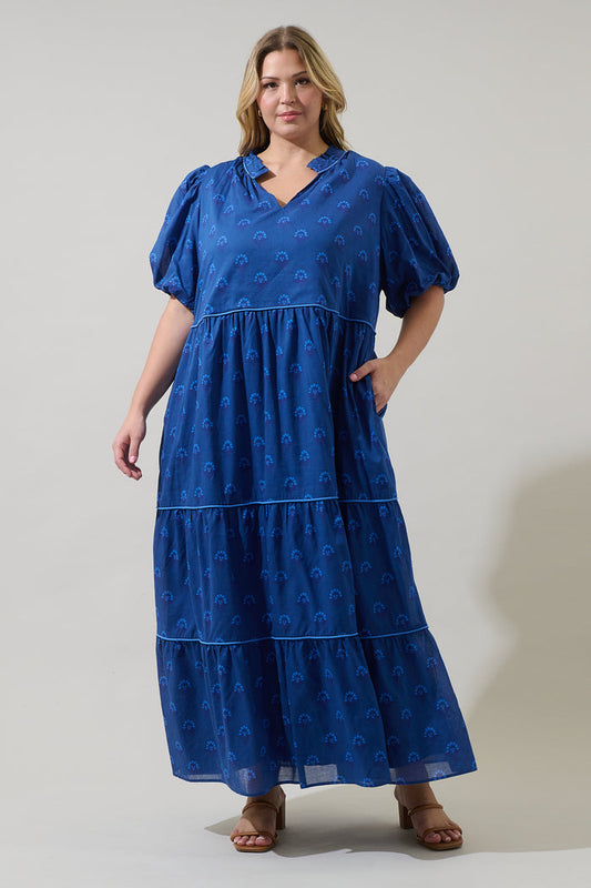 Briza Medallion Renley Tiered Maxi Dress Curve