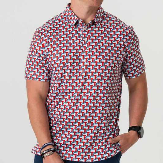 BURLEBO Polo TEXAS FLAG Performance Mens Shirt