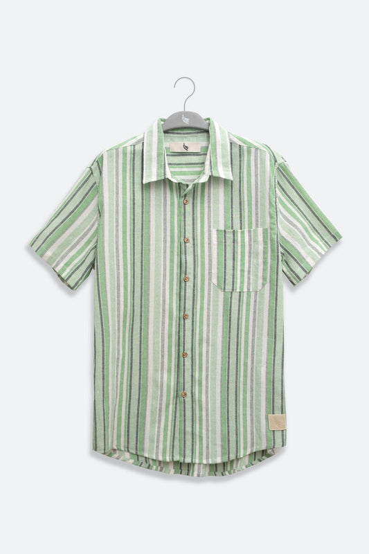 Camisa Manga Corta Fede Rayas Verdes - Polonio Uruguay