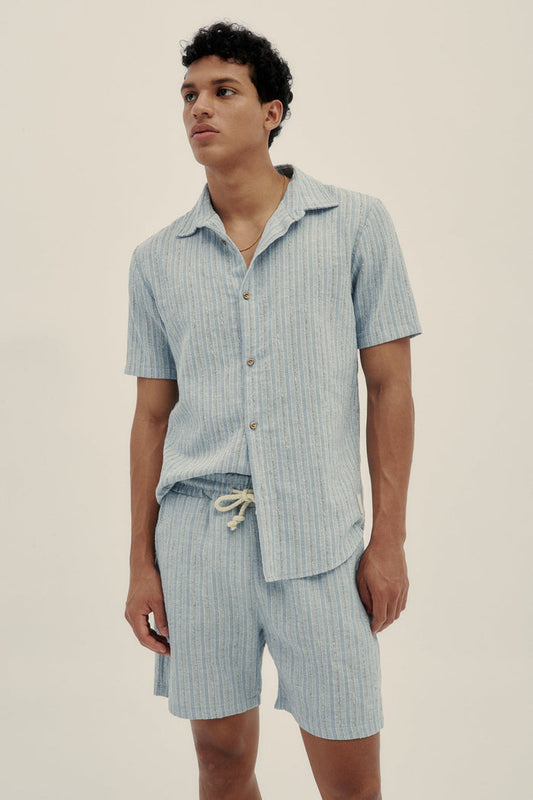 Camisa Manga Corta Tonal Azul - Polonio Uruguay