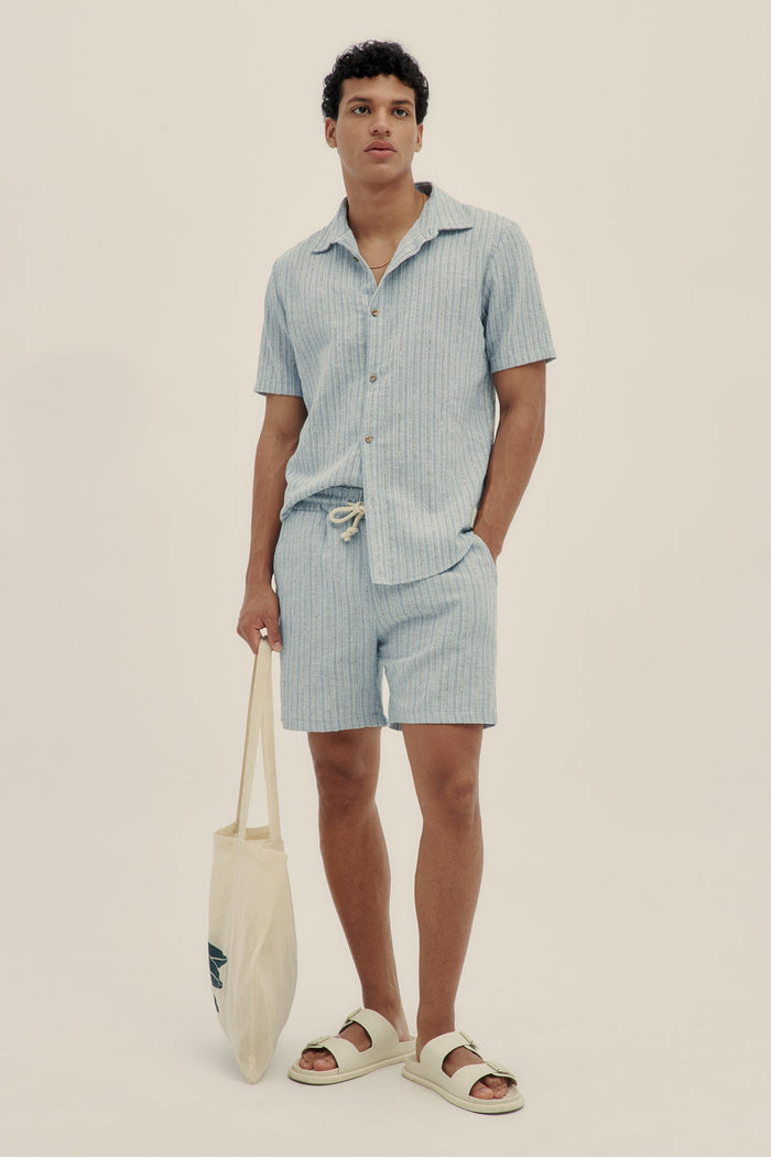 Camisa Manga Corta Tonal Azul - Polonio Uruguay