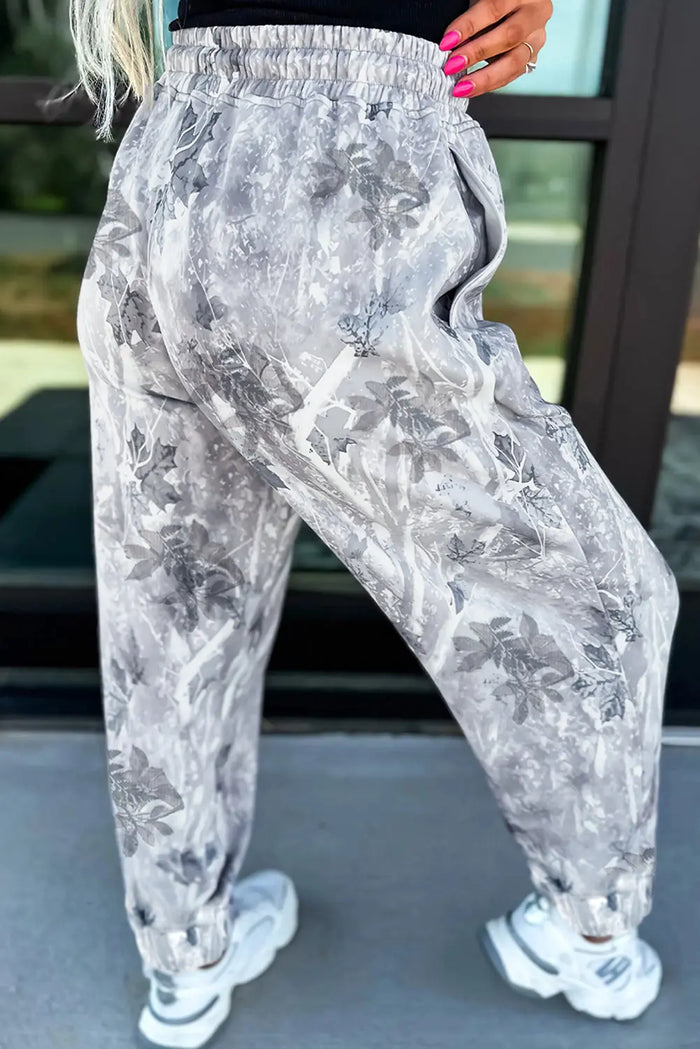 Camo Print Drawstring Elastic Waist Joggers - Bottoms/Joggers