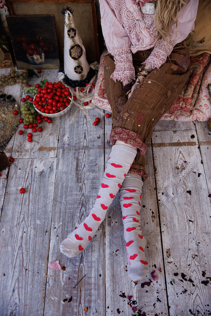 Candy Heart OTK Socks Magnolia Pearl Clothing