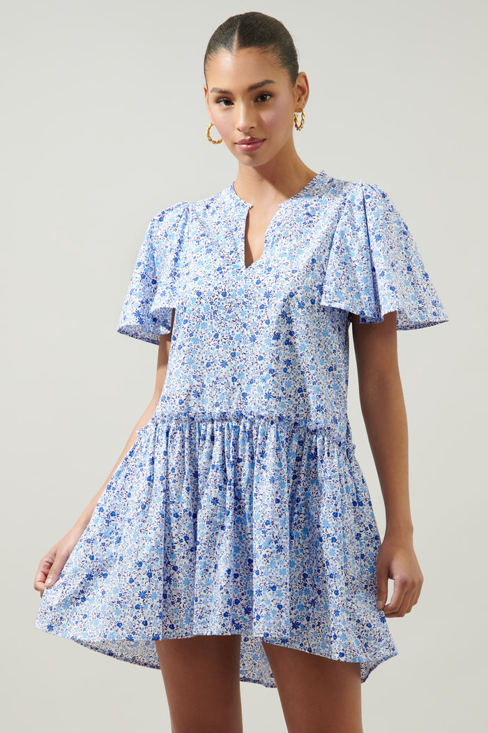 Carmine Floral Rock A By Trapeze Mini Dress