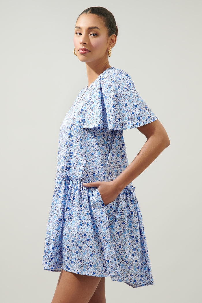 Carmine Floral Rock A By Trapeze Mini Dress