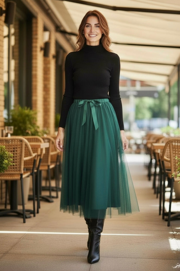 Carrie Tulle Skirt Forest Green